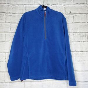 Woolrich 1/4 Zip Pullover Fleece Jacket Mens Size Large Blue Coat Long Sleeve
